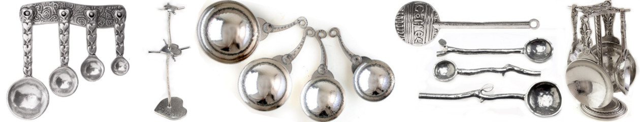 Pewter Measuring Cups, Spoons  American Made