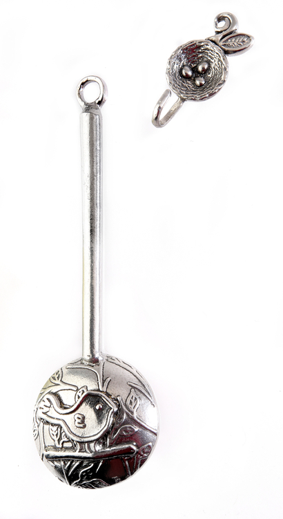 Bird Theme Pewter Coffee Scoop with Hook